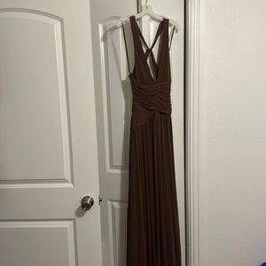 BCBGMAXAZRIA Floor-Length Deep-V Formal Dress